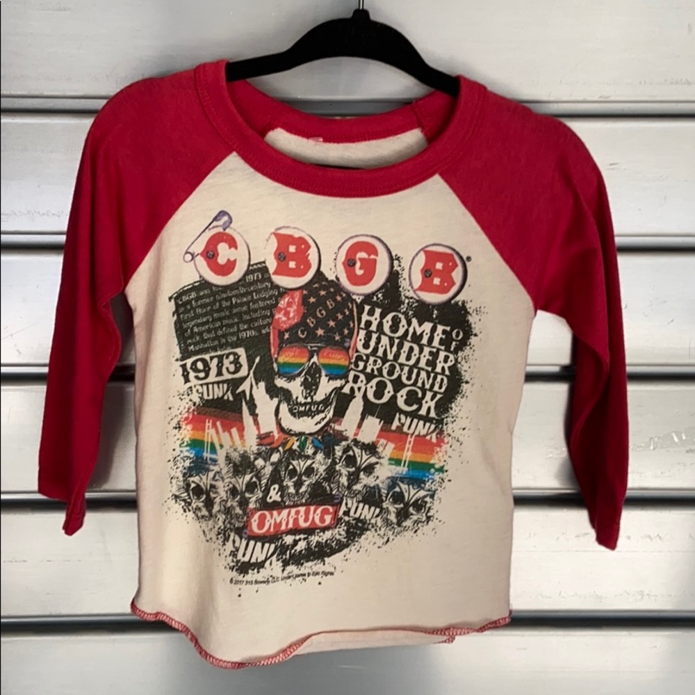 Rowdy Sprout - CBGB Raglan red and rainbow